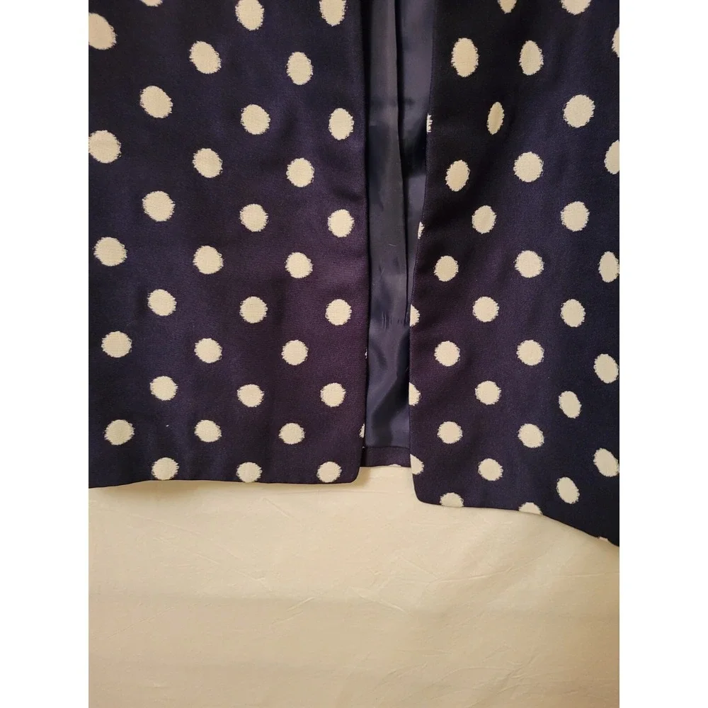 Anne Klein Sz Large Jacket Cropped Polka Dot Navy/White Ruffle 3/4 Sleeve NWT E3 - Picture 4 of 14